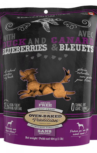 Sac de gâteries naturelles pour chiens – canard et bleuets Oven-Baked Tradition / Bag of natural dog treats – duck and blueberries Oven-Baked Tradition