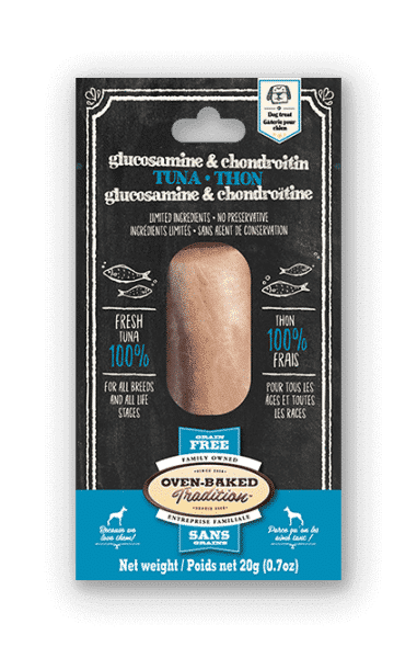 Gâterie en filet sans grains pour chien au thon avec glucosamine et chondroïtine, hypoallergénique