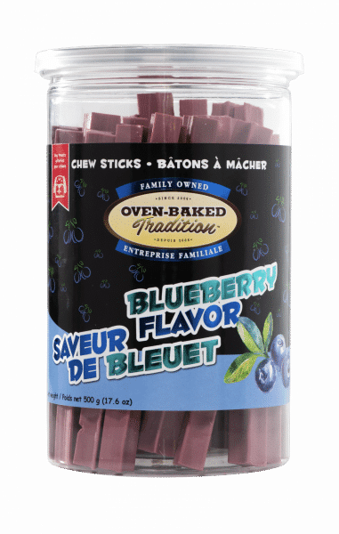 Bâtons à mâcher naturels pour chien, saveur de bleuet, qui aident à nettoyer les dents