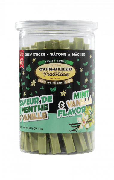 All natural chew sticks for dogs, mint & vanilla flavor, help clean teeth Oven‑Baked Tradition