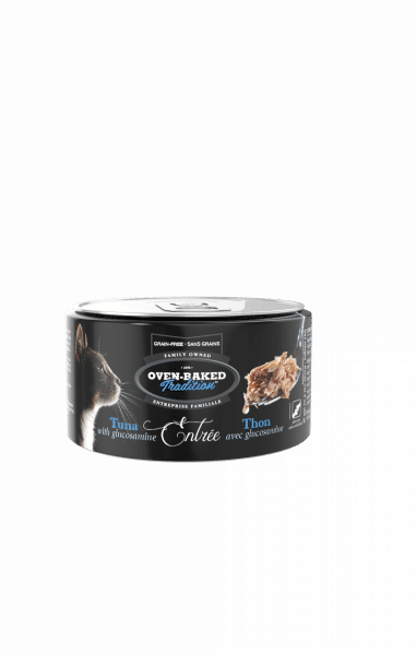 Entrée hypoallergénique sans grains pour chat au thon avec glucosamine – Oven-Baked Tradition.