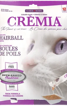 Gâterie en purée sans grains hypoallergénique pour chats au canard, aide au contrôle des boules de poils