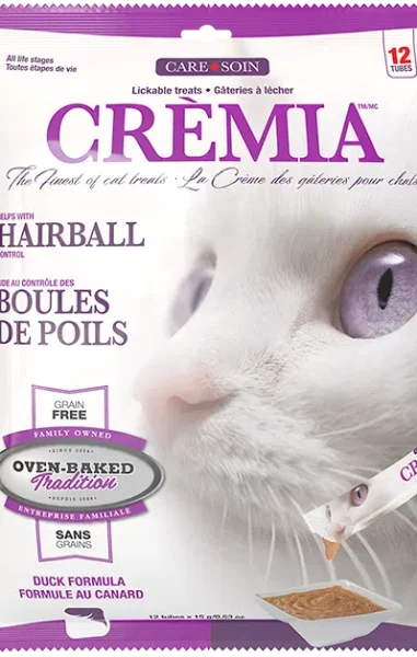 Gâterie en purée sans grains hypoallergénique pour chats au canard, aide au contrôle des boules de poils