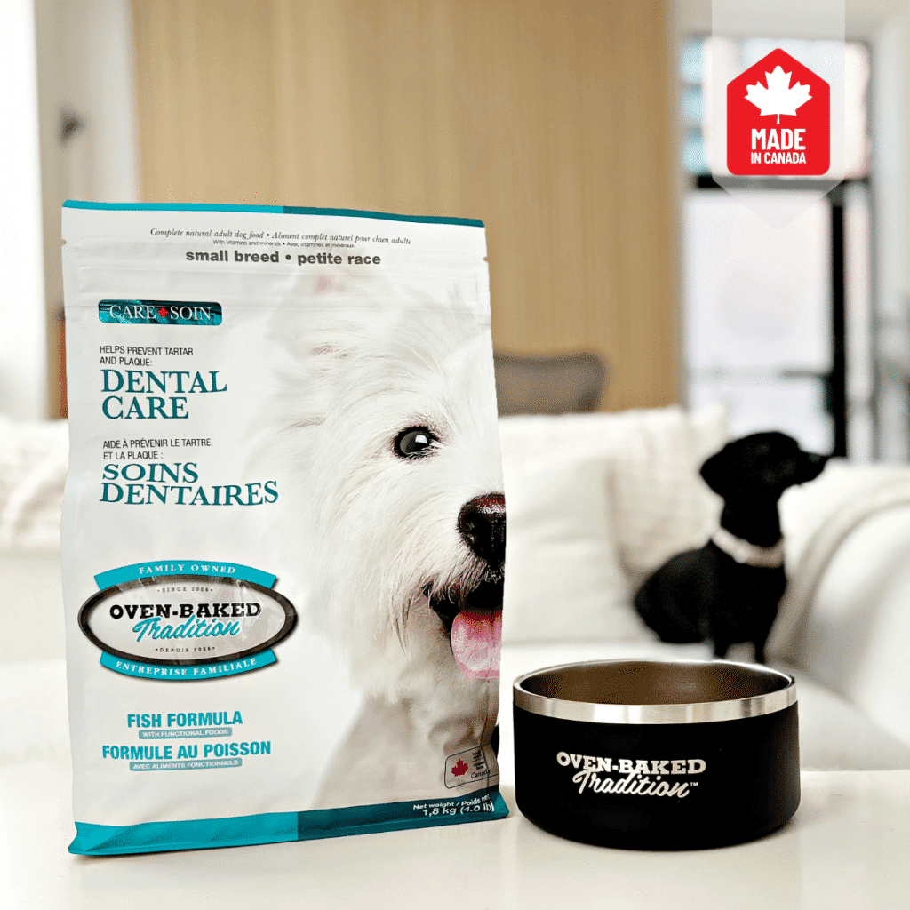 Dental care dog food for adult small breed with fish and food bowl – Oven-Baked Tradition