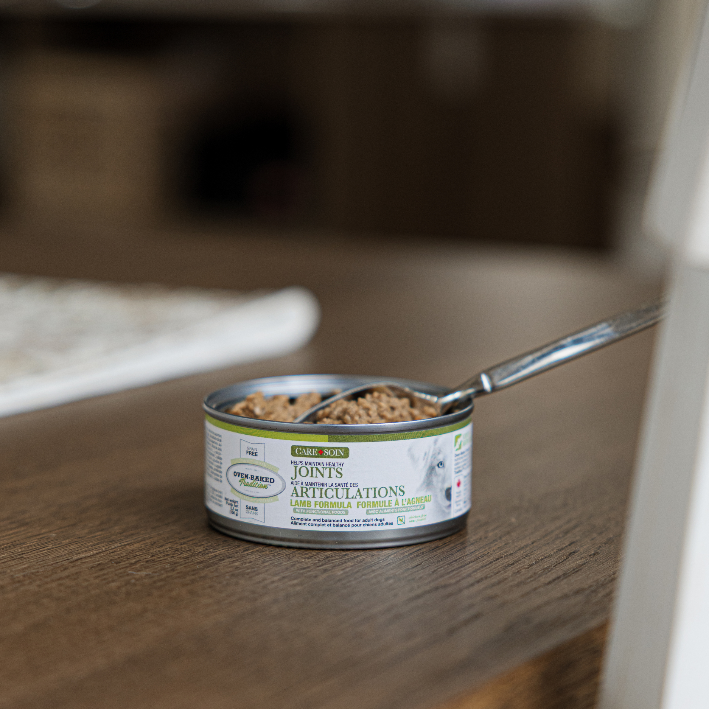Grain-free lamb wet food for adult dogs, joint care formula.